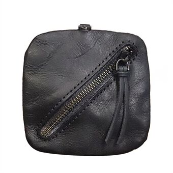 SG123 Vintage Top Layer Cowhide Leather Mini Coin Pouch Retro Zipper Change Purse Card Holder