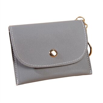 OY-711 PU Leather Mini Wallet Cards Cash Holder Storage Bag Magnetic Button Coin Purse with Key Ring