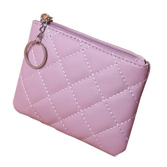 016 Rhombic Grid Stylish Mini Wallet PU Leather Zipper Cards Cash Holder Women Coin Purse Pouch