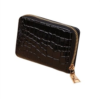 522 Crocodile Texture PU Leather Organ Card Holder Bag Women Short Wallet Zipper Coin Purse