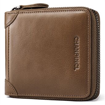 CHANPINCL CLQ375C Genuine Leather Wallet RFID Blocking Card Storage Pouch Cash Money Zipper Carrying Bag