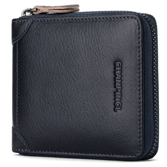 CHANPINCL CLQ375C Brush Leather RFID Blocking Horizontal Short Wallet Zipper Coin Purse