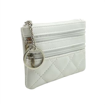 OY-005 Rhombic Grid Stylish PU Leather Multi-pocket Women Short Wallet Zipper Design Cards Cash Holder Purse