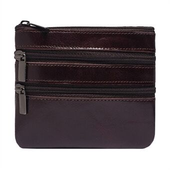AP201 Stylish Cowhide Leather Small Wallet Zipper Pocket Design Cards Coins Cash Holder Purse