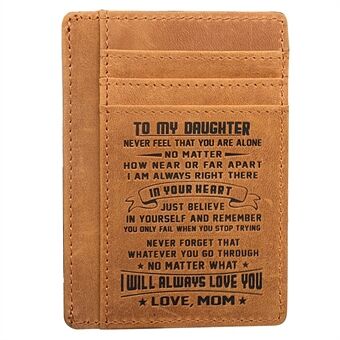 AP156 To My Son / Daughter Minimalist Wallet Gift from Dad / Mom RFID Blocking Cowhide Leather Front Pocket Card Bag