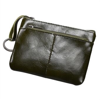 AP127 Mini Wallet Genuine Cowhide Leather Coin Purse Zipper Small Pouch Change Card Key Storage Bag