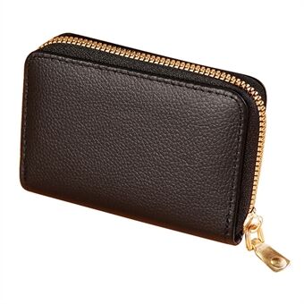 188 Solid Color PU Leather 9 Card Slots Cash Cards Storage Bag Mini Zipper Wallet - Black