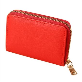 188 Solid Color PU Leather 9 Card Slots Cash Cards Storage Bag Mini Zipper Wallet