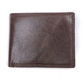 521 Crazy Horse Texture Cowhide Leather Men Folding Wallet RFID Blocking Cards Cash Storage Bag