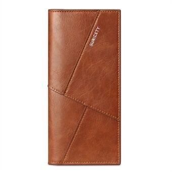 SUNICETY RFID Blocking PU Leather Ultra-thin Bi-fold Men Long Wallet Cards Cash Holder Bag