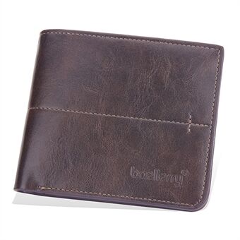 BAELLERRY D3242 Bifold Short Men\'s Wallet Vintage PU Leather Card Slots Coin Holder Bag Strong Stitching Zipper Security Wallet