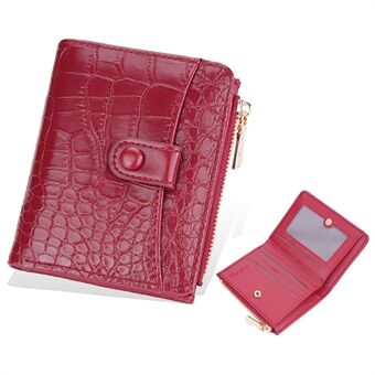 BAELLERRY N2381 Women Multiple Card Slots Crocodile Texture PU Leather Bi-fold Short Wallet with Zipper Pocket