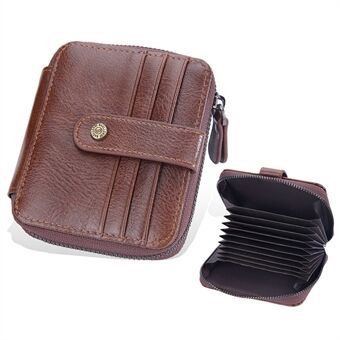 BAELLERRY D9322 Accordion Style PU Leather Retro Card Bag Zipper Coin Purse Cash Cards Storage Bag