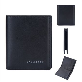 BAELLERRY D9257 Minimalist Men Bi-fold Purse Ultra Slim PU Leather Cash Card Holder Short Wallet