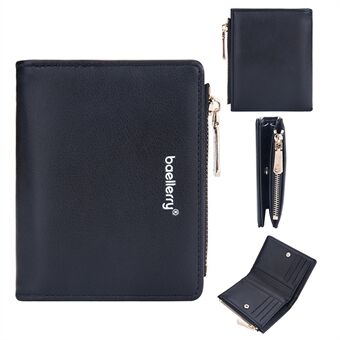 BAELLERRY N8113 Portable Bi-fold Coin Purse Zipper Pocket Design PU Leather Women Short Wallet