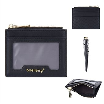 BAELLERRY NR098 Simple Style Wallet Card Holder Pouch Zipper Pocket PU Leather Coin Cash Money Storage Bag