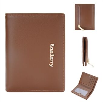 BAELLERRY NR097 Folding Zipper Short Wallet PU Leather Small Coin Purses Multiple Card Holder