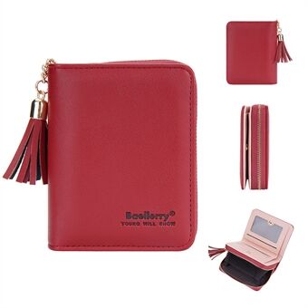 BAELLERRY N3244 Stylish PU Leather Women Short Wallet Organ Card Bag with Tassel Zipper