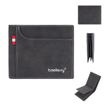 BAELLERRY D9198 PU Leather Men Folding Short Wallet Cards Cash Carrying Bag