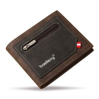 BAELLERRY D9199 Zipper Design Contrast Color Men Short Wallet PU Leather Cards Cash Carrying Bag