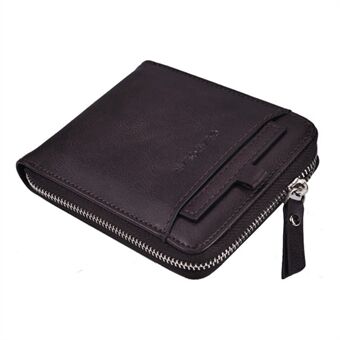 DEABOLAR Men Short Wallet RFID Blocking Vintage PU Leather Zipper Card Bag