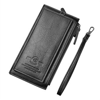 DEABOLAR Men Clutch Bag Zipper Pocket Cards Coins Holder PU Leather Wallet Long Purse