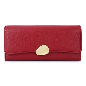 TAILIAN T5601-039 Litchi Texture Tri-fold Women Long Wallet PU Leather Snap Button Multiple Cards Slots Purse
