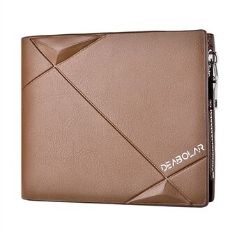 DEABOLAR Short Wallet with Zipper Pocket Men Slim PU Leather Coin Storage Card Holder Bag