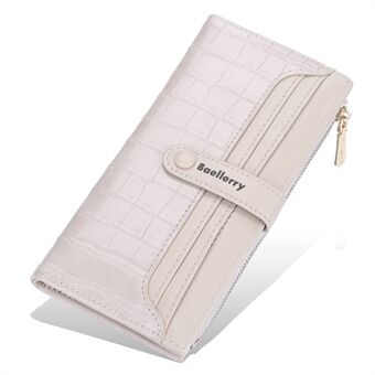 BAELLERRY N2369 Stylish PU Leather Stone Texture Clutch Bag Women Wallet Snap Button Zipper Cards Cash Holder Purse