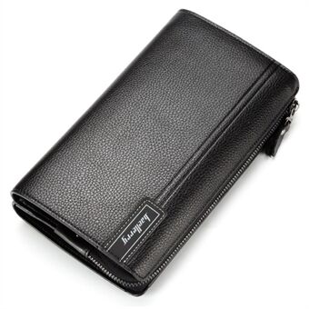 BAELLERRY 1001 PU Leather Litchi Texture Men Large Capacity Clutch Bag Zipper Wallet Cards Cash Phone Storage Bag