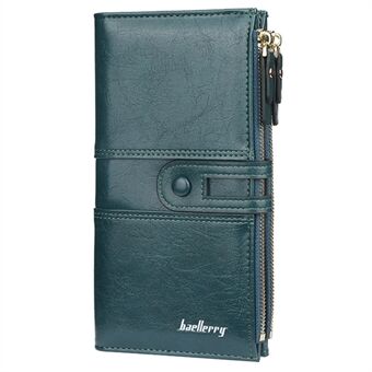 BAELLERRY N1825 PU Leather Long Clutch Bag Wallet Snap Button Zipper Purse Cards Cash Phone Storage Bag