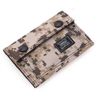 JEMINAL 1312# Casual Camouflage Bi-fold Purse Card Holder Snap Buttons Canvas Short Wallet