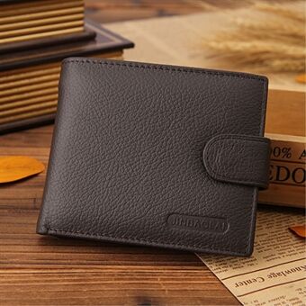 JINBAOLAI Retro Style Cowhide Leather Bi-fold Wallet with Multi Card Slots for Men