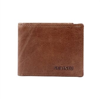 GUBINTU Men\'s Vintage Style  Short Wallet Top Layer Genuine Leather Bi-fold Purse - Brown