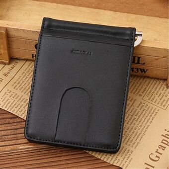 Business Genuine Leather Men\'s Wallet Multi-card ID Credit Card Holder Dollar Clip - Black