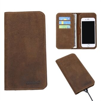 Men\'s Wallet Vantage Style Cowhide Leather Phone Bag Clutch Long Wallet Purse Hand Bag Card Holder - S