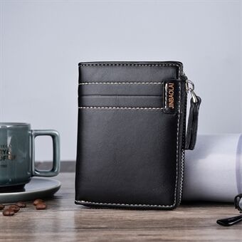 Men Stylish PU Leather Purse Zipper Wallet - Black