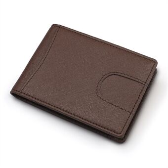 RFID Cross Texture Genuine Leather Wallet Card Holder Storage Purse