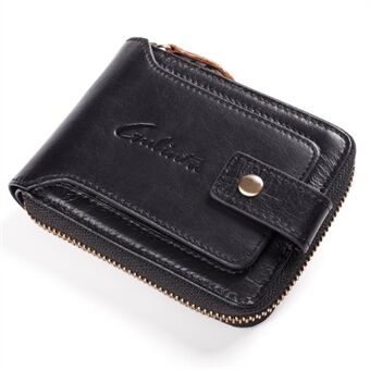 GUBINTU Retro Top Layer Cowhide Leather Men Short Wallet RFID Blocking Cards Cash Carrying Bag