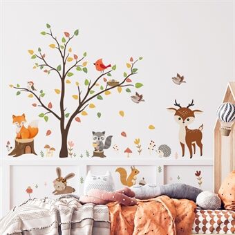 MS1529-YY 8Pcs / Set Cartoon Tree Animal Wall Stickers Wall Decors for Kids Room, Bedroom, Playroom (without EN71 Certification)