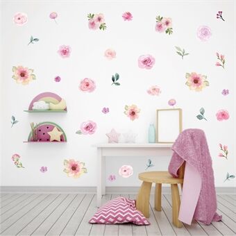 SCHHQT01-04 4Pcs / Set Flowers Wall Decor Sticker for Bedroom Decal Wallpaper (with EN71 Certification)