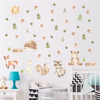 Cute Bear Fox Wall Stickers Jungle Animals Wall Decors for Kids Room, Bedroom, Playroom (without EN71 Certification)