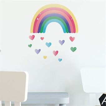 FX-F08 1 Set Removable Nursery Wall Decal Stickers Cartoon Rainbow Colourful Love Heart Wallpaper Children Room Art Decor (No EN71 Certification)