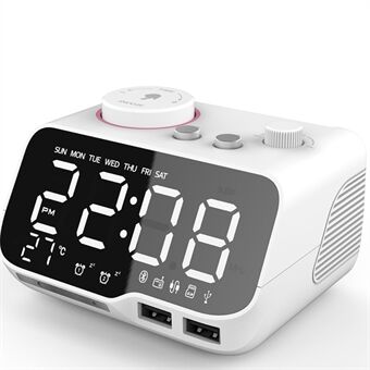 M9 Bluetooth Speaker Temperature Display FM Radio LED Digital Alarm Clock with Dual USB Phone Charging Ports, CE Certificated