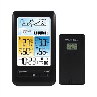 3395D Weather Alarm Clock Color Screen Weather Station Clock Perpetual Calendar Electronic Alarm Clock Support 12H / 24H Time Format