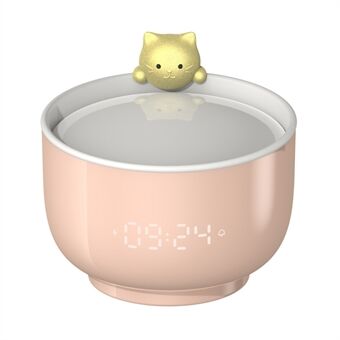 217 Cute Cat LED Night Light Digital Alarm Clock USB Charging Three-level Dimming Baby Feeding Lamp