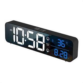 LD8810-2 Smart LED Music Alarm Clock Bedside Digital Clock with 5 Levels Brightness Adjustable Wall-mounted Mirror Clock
