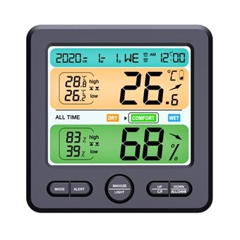 TS-6211 LCD Wall-mounted Desktop Indoor High-precision Thermometer Hygrometer Household Electronic Alarm Clock