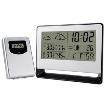 TS-BN64 Multifunctional Wireless Weather Station Clock Indoor Outdoor Temperature and Humidity Meter Weather Forecast Table Clock with Calendar, Moon Phase Display