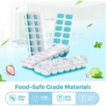 4Pcs 14-Grid Ice Cube Tray Easy-Release Silicone Mold with Spill-Resistant Removable Lid for Cocktail Beer (LFGB Certified and BPA Free)